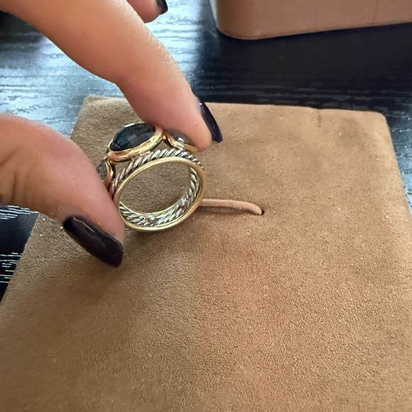 Three Stone David Yurman Topaz Gold and Silver Women's Ring - Picture 2 of 5